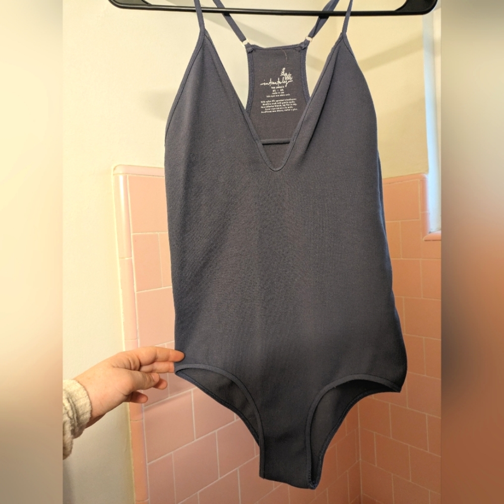 Free People Blue Grey Bodysuit